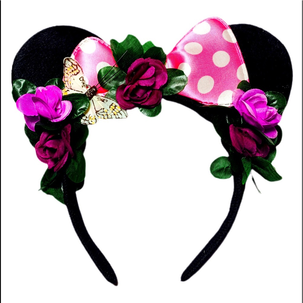 Disney Inspired Minnie Ears Flower Crown Kids/Adults  Minnie Flower Crown - Picture 5 of 7